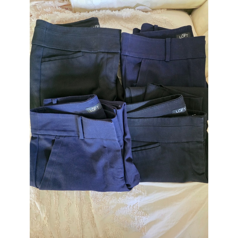 LOFT Marisa Skinny Pants Womens 2 Black Navy Career Dress Pants Lot of 4
